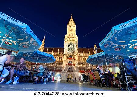 Germany, Bavaria, Munich, Marienplatz, Neues Rathaus, New Town Hall. View Large Photo Image Stock Photo - Germany, Bavaria, Munich, Marienplatz, Neues Rathaus, New Town Hall.. Fotosearch