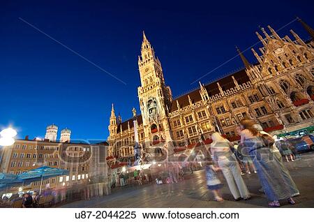 Germany, Bavaria, Munich, Marienplatz, Neues Rathaus, New Town Hall. View Large Photo Image Stock Photography - Germany, Bavaria, Munich, Marienplatz, Neues Rathaus, New Town Hall.. Fotosearch
