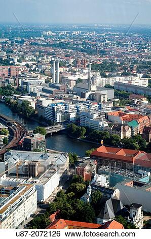 Germany, Berlin, Cityscape view from Fernsehturm TV Tower. View Large Photo Image Stock Photograph - Germany, Berlin, Cityscape view from Fernsehturm TV Tower.. Fotosearch