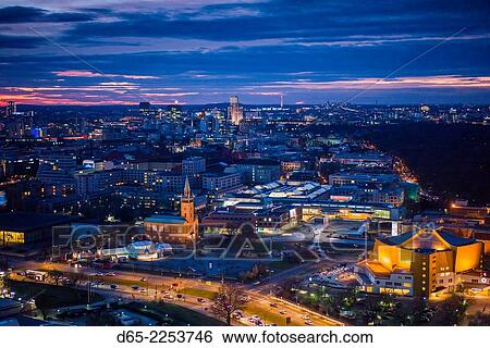 Germany, Berlin, Mitte, Panorama Punkt-Potsdamer Platz, elevated view towards the Matthauskirche church and the Philharmonie, concert hall, dusk. View Large Photo Image Stock Photograph - Germany, Berlin, Mitte, Panorama Punkt-Potsdamer Platz, elevated view towards the Matthauskirche church and the Philharmonie, concert hall, dusk.. Fotosearch