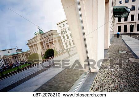 Germany, Berlin, Pariser Platz Square, Brandenburg Gate Reflected in the Window. View Large Photo Image Stock Image - Germany, Berlin, Pariser Platz Square, Brandenburg Gate Reflected in the Window.. Fotosearch
