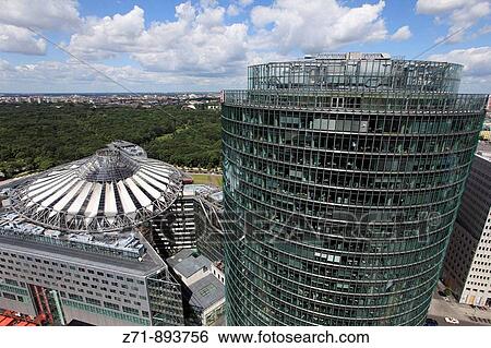 Germany, Berlin, Potsdamer Platz, Sony Center, DB Tower View Large Photo Image Stock Photograph - Germany, Berlin, Potsdamer Platz, Sony Center, DB Tower. Fotosearch