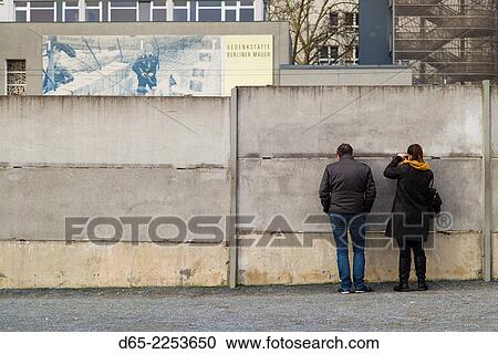 Stock Image - Germany, Berlin, Prenzlauer Berg, Berlin Wall Memorial, visitors.. Fotosearch