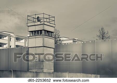Stock Image - Germany, Berlin, Prenzlauer Berg, Berlin Wall Memorial, former watchtower.. Fotosearch