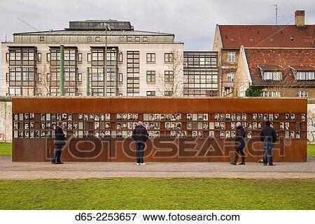 Germany, Berlin, Prenzlauer Berg, Berlin Wall Memorial, photos of people killed by border guards escaping East Berlin. View Large Photo Image Stock Photo - Germany, Berlin, Prenzlauer Berg, Berlin Wall Memorial, photos of people killed by border guards escaping East Berlin.. Fotosearch