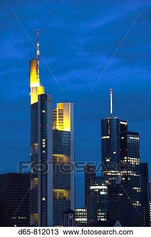 Germany, Hessen, Frankfurt-am-Main, Commerzbank Tower and Main Tower, dawn View Large Photo Image Stock Image - Germany, Hessen, Frankfurt-am-Main, Commerzbank Tower and Main Tower, dawn. Fotosearch