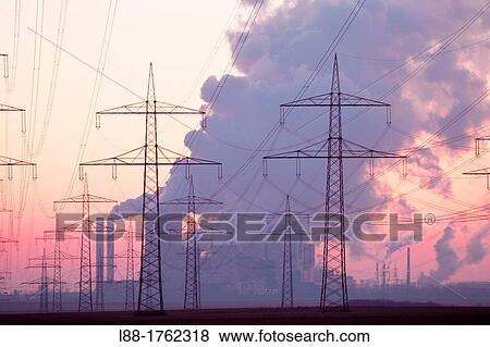 Stock Photo - Germany, Niederaussem, Coal-fired power station, brown coal. Fotosearch