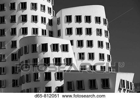 Stock Image - Germany, Nordrhein-Westfalen, Dusseldorf, Medienhafen, Frank Gehry building, Neuer Zollhof. Fotosearch