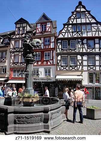Germany, Rhineland-Palatinate, Cochem, main square, typical architecture. View Large Photo Image Stock Photo - Germany, Rhineland-Palatinate, Cochem, main square, typical architecture.. Fotosearch