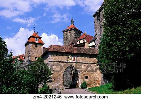 GERMANY, ROTHENBURG ON THE TAUBER, KOBOLZELLER GATE. View Large Photo Image Stock Photograph - GERMANY, ROTHENBURG ON THE TAUBER, KOBOLZELLER GATE.. Fotosearch