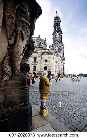 Germany, Saxony, Dresden, Street Performer background Katholische Hofkirche Cathedral. View Large Photo Image Stock Image - Germany, Saxony, Dresden, Street Performer background Katholische Hofkirche Cathedral.. Fotosearch