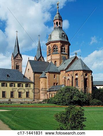 Germany. Seligenstadt, Main, Rhine-Main district, Hesse, basilica Saint Marcellinus and Petrus, Einhard Basilica, pilgrimage church, benedictine monastery, Carolingian Empire, Romanesque style, baroque, park View Large Photo Image Stock Image - Germany. Seligenstadt, Main, Rhine-Main district, Hesse, basilica Saint Marcellinus and Petrus, Einhard Basilica, pilgrimage church, benedictine monastery, Carolingian Empire, Romanesque style, baroque, park. Fotosearch