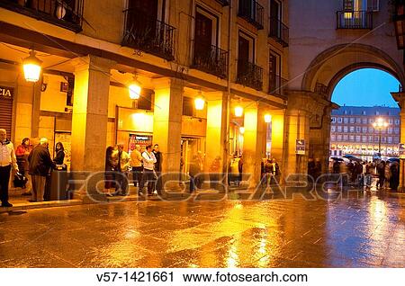 Gerona Street and Main Square, night view. Madrid, Spain. View Large Photo Image Stock Image - Gerona Street and Main Square, night view. Madrid, Spain.. Fotosearch