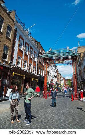 Gerrard street Chinatown central London England Britain UK Europe. View Large Photo Image Stock Photo - Gerrard street Chinatown central London England Britain UK Europe.. Fotosearch