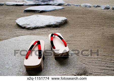 Geta in a zen garden Kyoto Japan View Large Photo Image Picture - Geta in a zen garden Kyoto Japan. Fotosearch