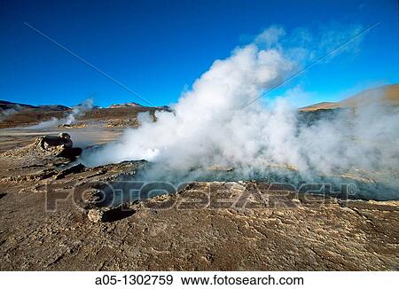 Stock Photo - Geysers El Tatio, Atacama Desert, Region of Antofagasta North of Chile. Fotosearch