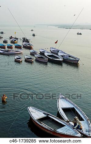 Stock Photography - Ghats on the Ganges river, Varanasi Uttar Pradesh, India.. Fotosearch