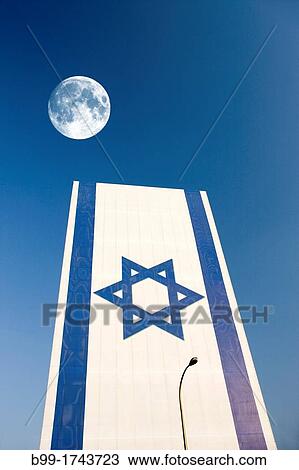 Stock Image - GIANT ISRAELI FLAG TEL AVIV ISRAEL. Fotosearch