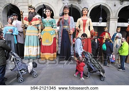 Giants. Celebration of saint Eulalia martyr, February 12. 290-303 AD. Canonized 633 AD. Copatron of Barcelona. Pla? a Reial. Gothic area. Ciutat vella district. Barcelona. Catalonia. Spain. View Large Photo Image Stock Photography - Giants. Celebration of saint Eulalia martyr, February 12. 290-303 AD. Canonized 633 AD. Copatron of Barcelona. Pla? a Reial. Gothic area. Ciutat vella district. Barcelona. Catalonia. Spain.. Fotosearch