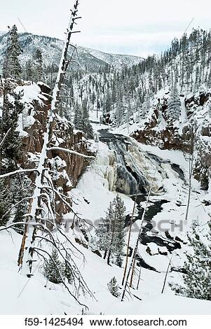 Gibbon Falls, Winter, Yellowstone NP, WY View Large Photo Image Picture - Gibbon Falls, Winter, Yellowstone NP, WY. Fotosearch