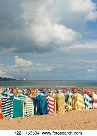 Gij? n Spain Booths for the bathroom at the beach of San Lorenzo in the city of Gij? n View Large Photo Image Picture - Gij? n Spain Booths for the bathroom at the beach of San Lorenzo in the city of Gij? n. Fotosearch