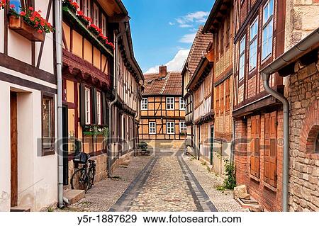 Gildschaft alley in Quedlinburg, Saxony-Anhalt, Germany, Europe View Large Photo Image Stock Photo - Gildschaft alley in Quedlinburg, Saxony-Anhalt, Germany, Europe. Fotosearch