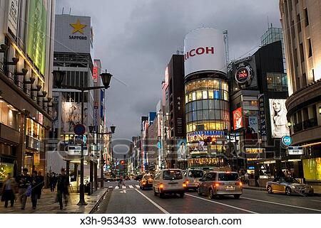 Ginza district, quartier de Ginza, Tokyo, Japon View Large Photo Image Stock Image - Ginza district, quartier de Ginza, Tokyo, Japon. Fotosearch