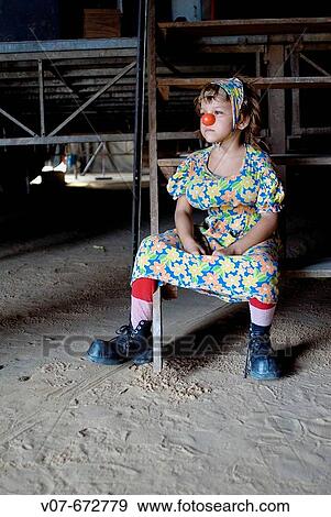 Stock Photo - Giorgio Lavalovich, six years old, is clown and he comes from a long family tradition in the circus. Santar? m. Amazonas. Brazil.. Fotosearch