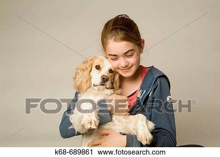 Girl, 12, with Spaniel View Large Photo Image Stock Image - Girl, 12, with Spaniel. Fotosearch