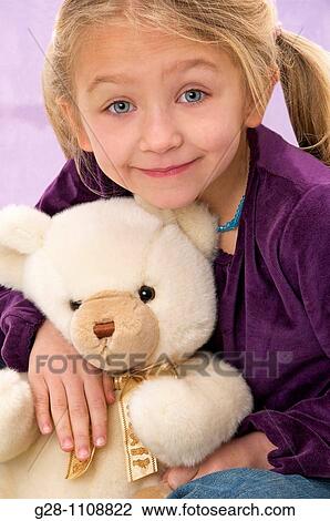 girl 7 with teddy bear View Large Photo Image Stock Image - girl 7 with teddy bear. Fotosearch