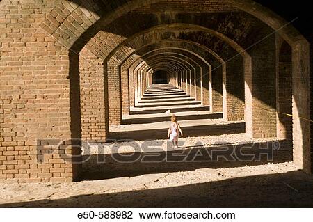 Girl (age 16 months) walking inside arches at Fort Jefferson, Dry Tortugas National Park, Florida, USA View Large Photo Image Stock Image - Girl (age 16 months) walking inside arches at Fort Jefferson, Dry Tortugas National Park, Florida, USA. Fotosearch