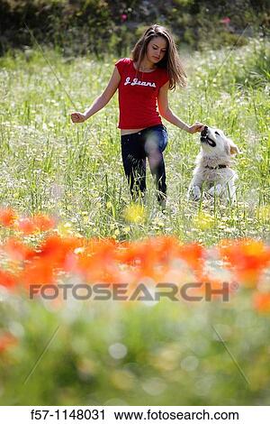 Girl and dog View Large Photo Image Stock Image - Girl and dog. Fotosearch