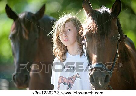 Girl and horses View Large Photo Image Stock Image - Girl and horses. Fotosearch