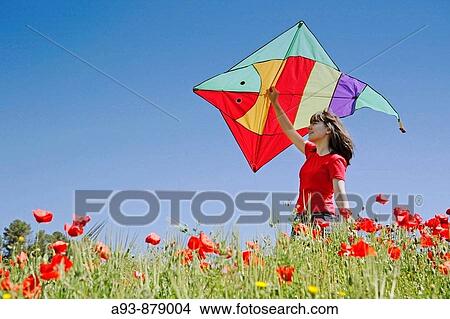Picture - Girl and kite. Fotosearch