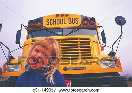 Girl and school bus View Large Photo Image Stock Photo - Girl and school bus. Fotosearch