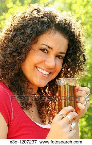 Girl and tea View Large Photo Image Stock Photo - Girl and tea. Fotosearch