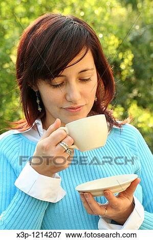 Girl and tea View Large Photo Image Stock Photo - Girl and tea. Fotosearch