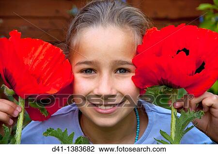 Girl beautiful red poppies View Large Photo Image Stock Image - Girl beautiful red poppies. Fotosearch