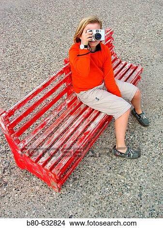 Girl, bench, camera, Pafos, Cyprus View Large Photo Image Picture - Girl, bench, camera, Pafos, Cyprus. Fotosearch