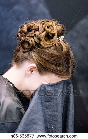 Girl covering her face at hairdresser? s View Large Photo Image Stock Photo - Girl covering her face at hairdresser? s. Fotosearch