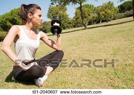 girl doing sports in a park. View Large Photo Image Stock Photo - girl doing sports in a park.. Fotosearch