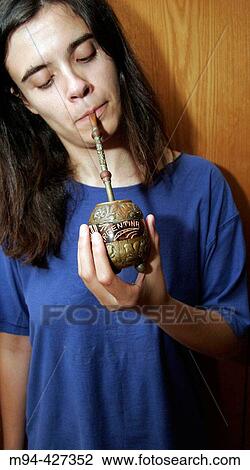 Girl drinking mate. View Large Photo Image Stock Image - Girl drinking mate.. Fotosearch