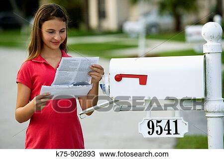 girl getting the mail View Large Photo Image Stock Image - girl getting the mail. Fotosearch