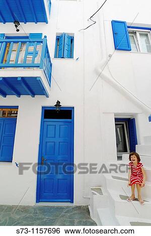 Girl in a Mykonos house, Mykonos, Cyclades, Greece, Europe View Large Photo Image Stock Photograph - Girl in a Mykonos house, Mykonos, Cyclades, Greece, Europe. Fotosearch