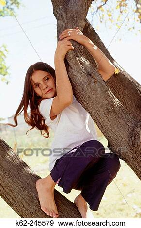 Stock Photo - Girl in a tree. Fotosearch