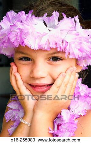 girl in Hawaiian dress up View Large Photo Image Stock Photo - girl in Hawaiian dress up. Fotosearch