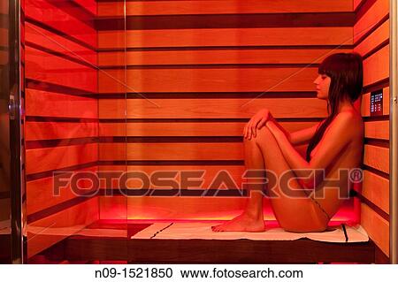 Stock Image - girl in the sauna at the spa. Fotosearch