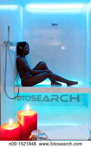 girl in the sauna at the spa View Large Photo Image Stock Photo - girl in the sauna at the spa. Fotosearch