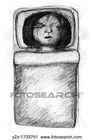 Stock Image - Girl lying in bed. Fotosearch