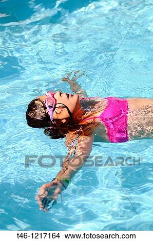 Girl playing in a swimming pool View Large Photo Image Picture - Girl playing in a swimming pool. Fotosearch